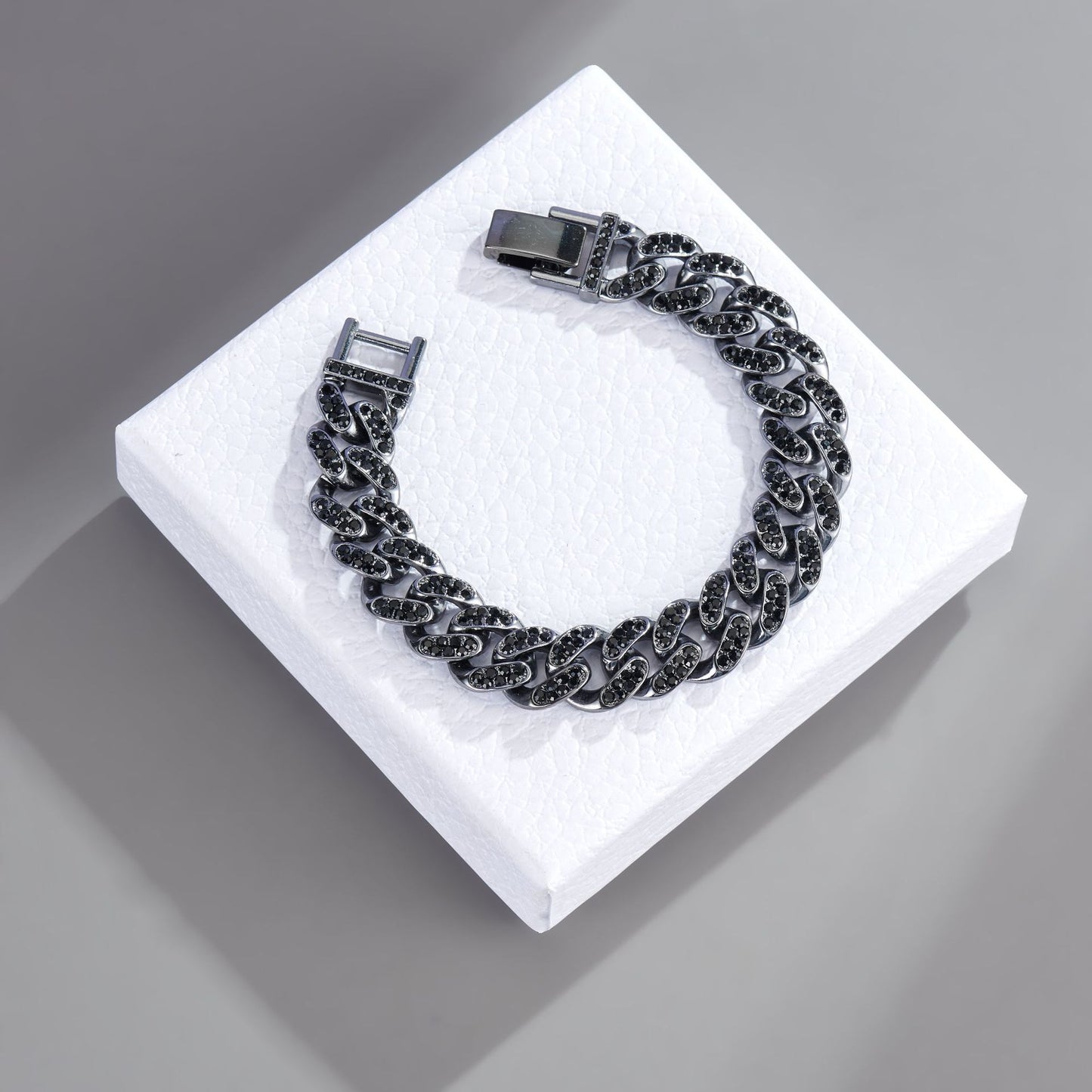Bold Black Rhinestone Cuban Chain Bracelet & Anklet