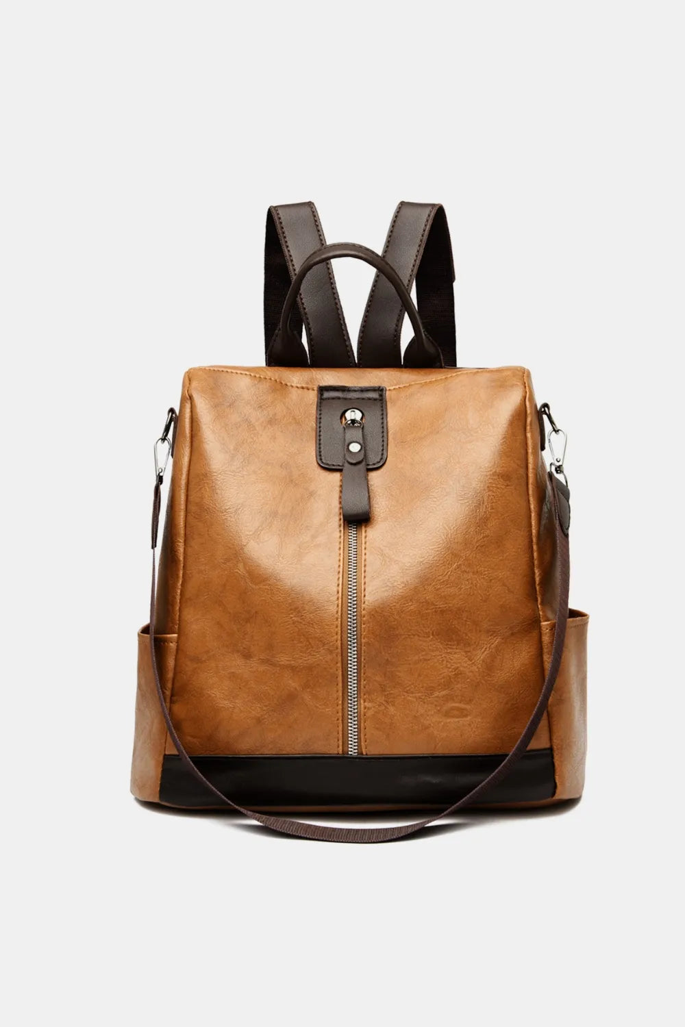 PU Leather Backpack Bag in Black, Caramel, and Dark Green