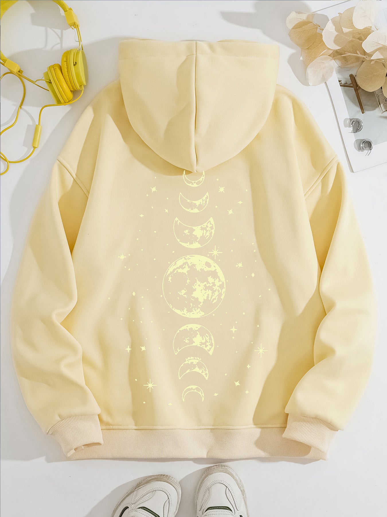 Half Moon and Full Moon Pattern Hoodie