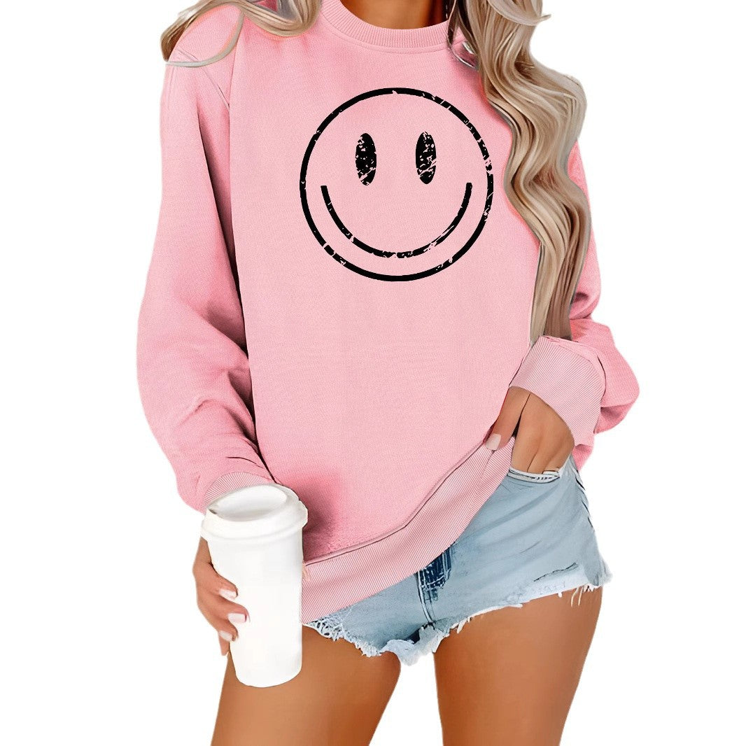 Cartoon Smiley Face Printed Hoodie for Harajuku Style