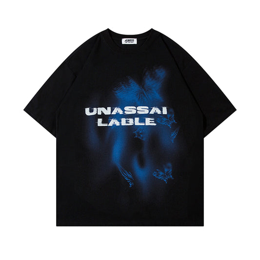 Phantom Butterfly Print Oversized Cotton T-Shirt