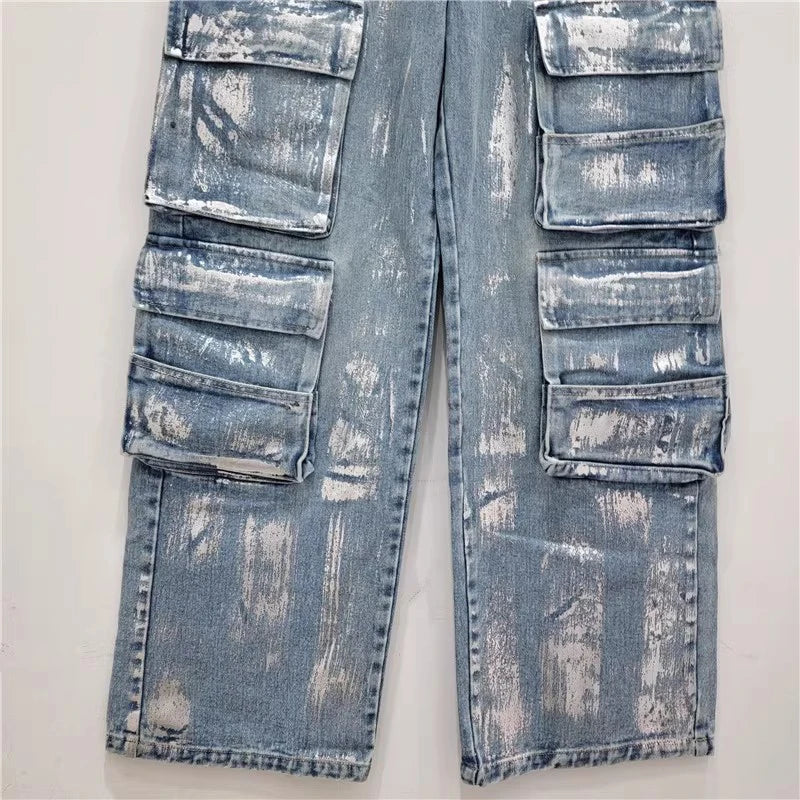 Harajuku Style Women's High Waist Wide Leg Denim Pants