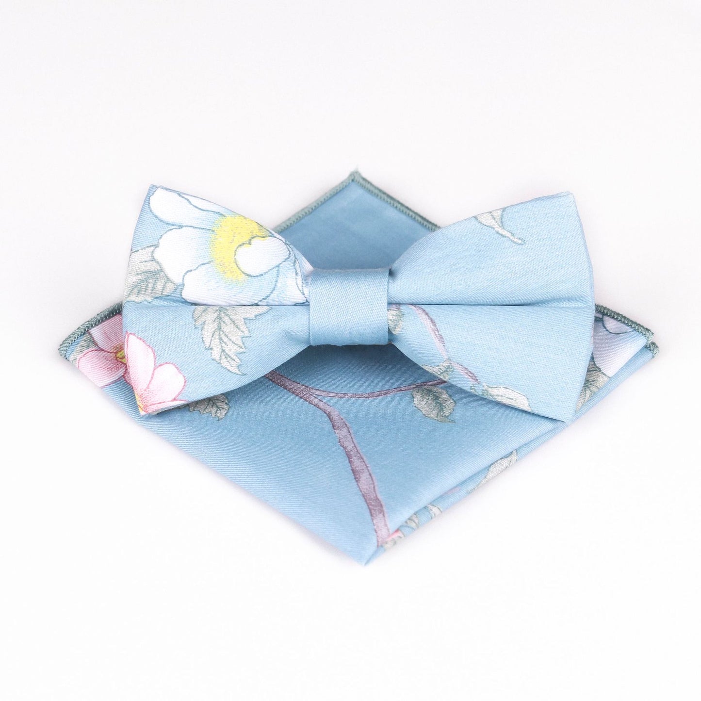 Cotton Bow Tie Print Suit & Pocket Square
