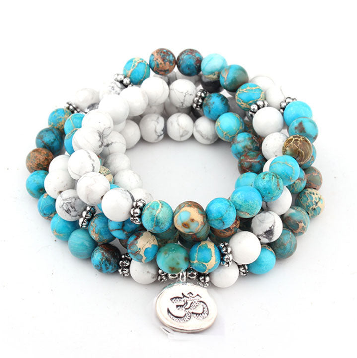 Howlite Natural Stone 108 Beads Mala Bracelet - Harajuku Style