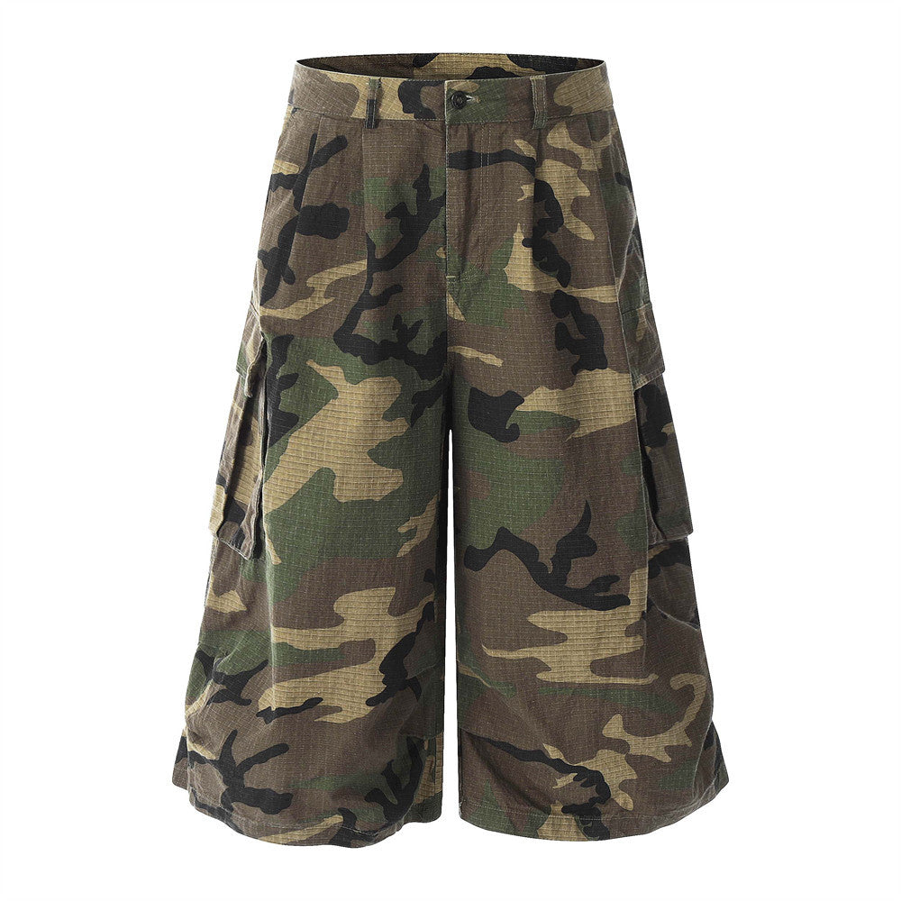 Men's Loose Wide-Leg Camouflage Summer Work Shorts