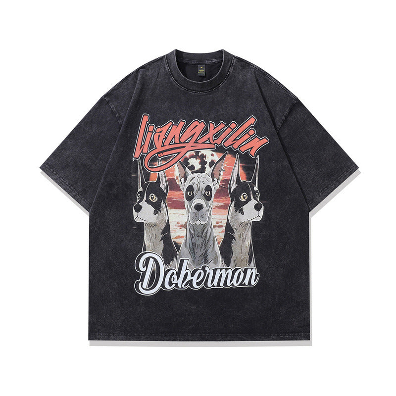 Harajuku Style Water-Washed Vintage Loose Fit Cotton Tee
