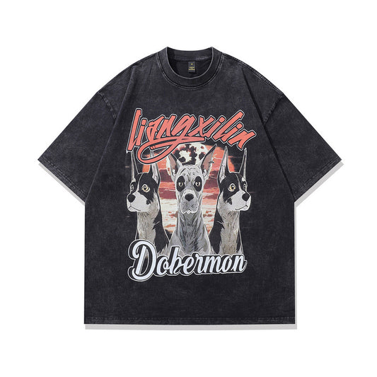 Harajuku Style Water-Washed Vintage Loose Fit Cotton Tee