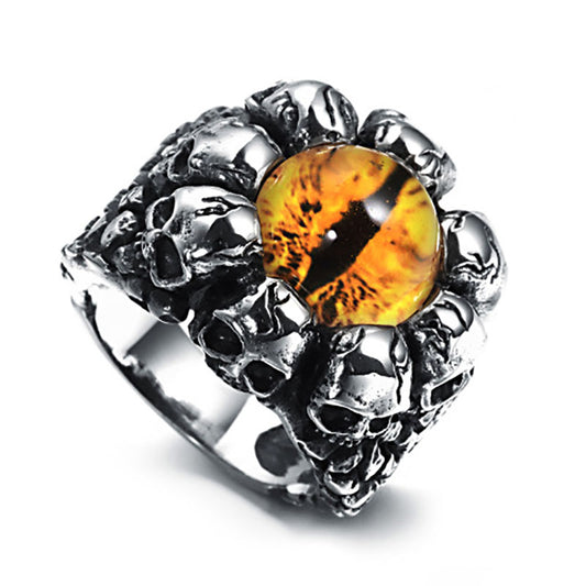 Gothic Skull Biker Ring - Stainless Steel Punk Jewelry for Men