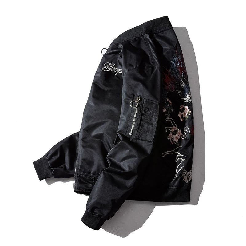 Harajuku Style Dragon Tiger Embroidery MA-1 Flight Jacket