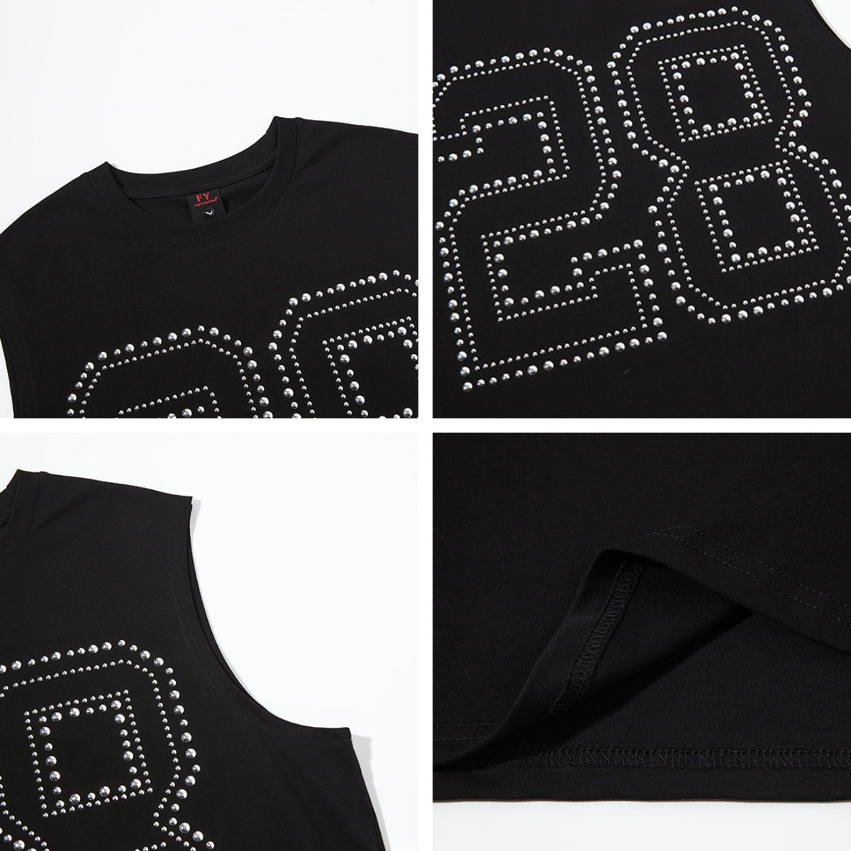 Rhinestone Number Design Sleeveless Vest