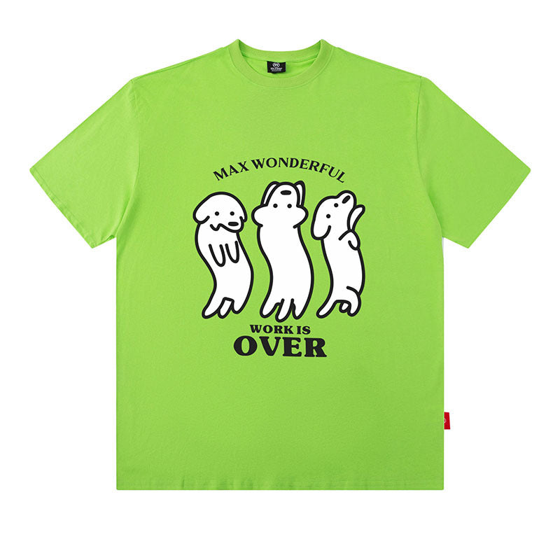 Oversized Cotton T-Shirt with Playful Sausage Dog Print