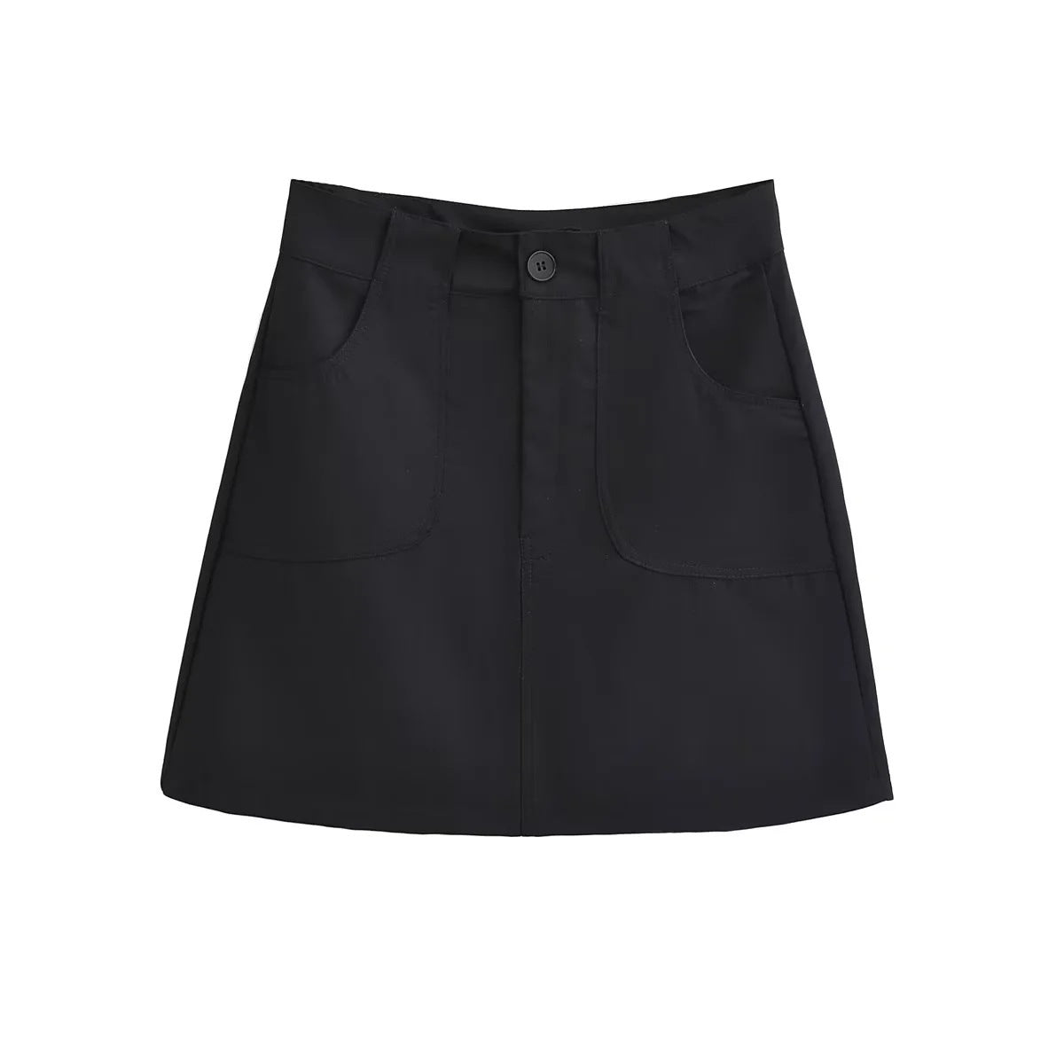 High-Waisted A-Line Skirt in Black, White, Gray, and Khaki