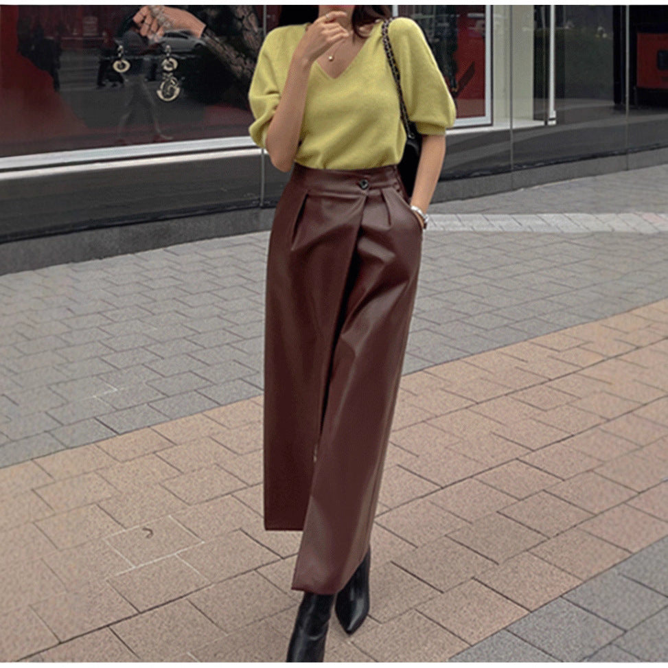 High-Waisted Midi Skirt for Women with Split Design
