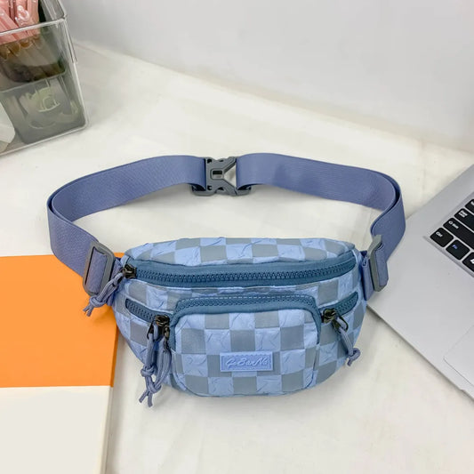 Harajuku Style Checkered Adjustable Strap Crossbody Bag