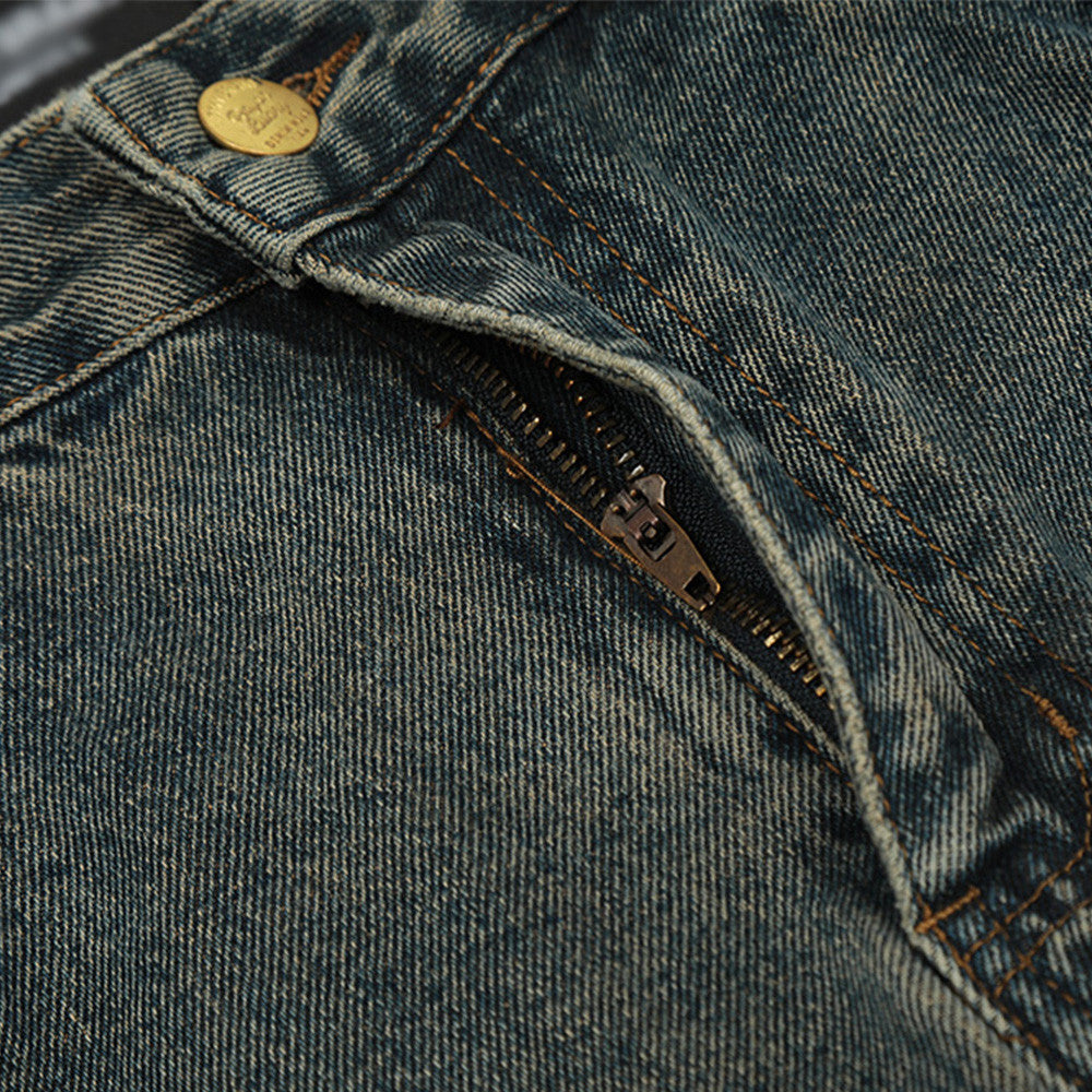Faded Denim Street Style Long Pants for Men