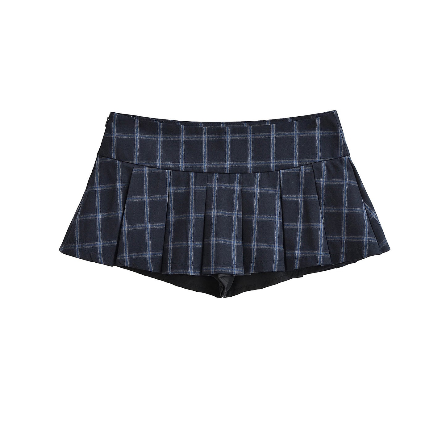 Blue Plaid Ultra Short Pleated Skirt