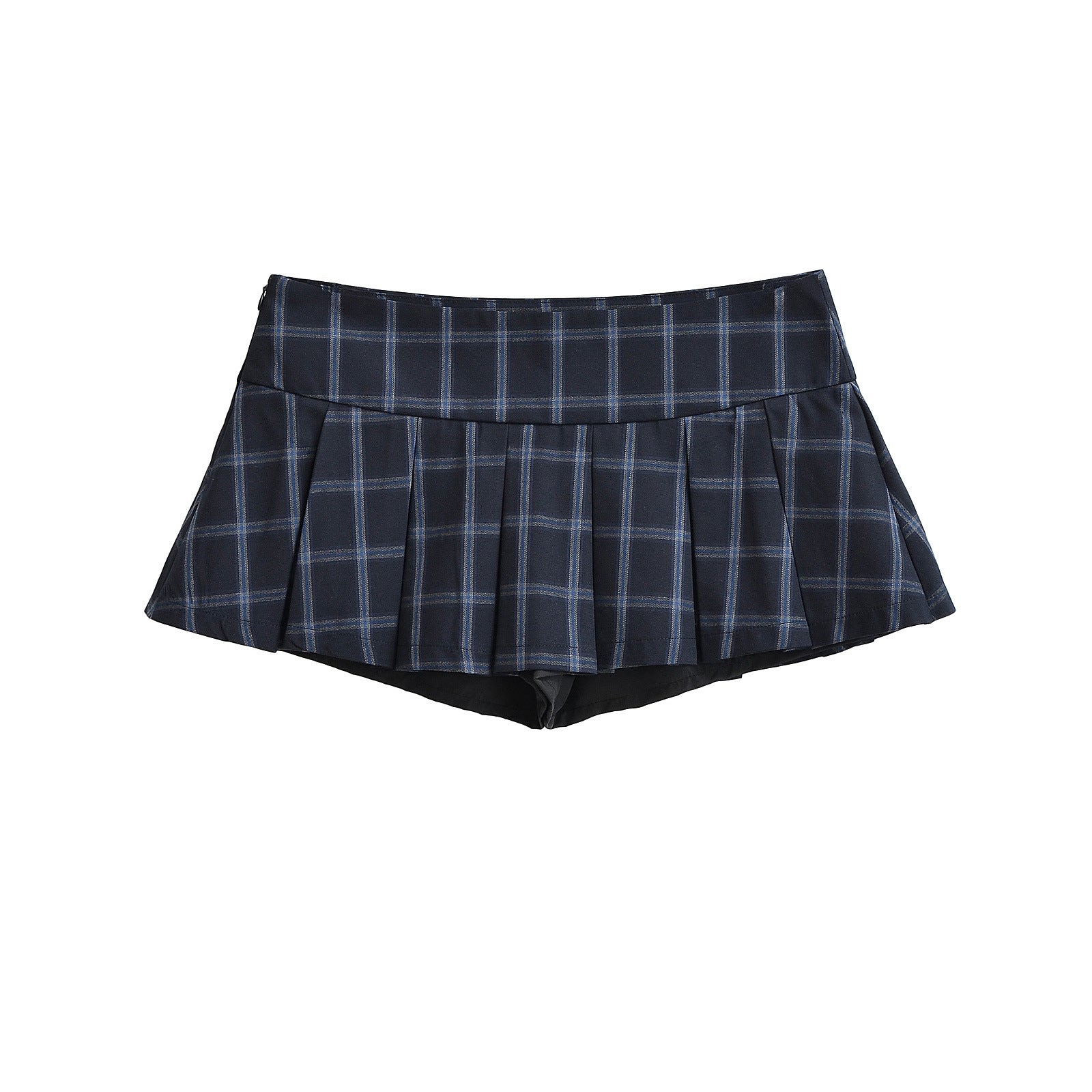 Blue Plaid Ultra Short Pleated Skirt