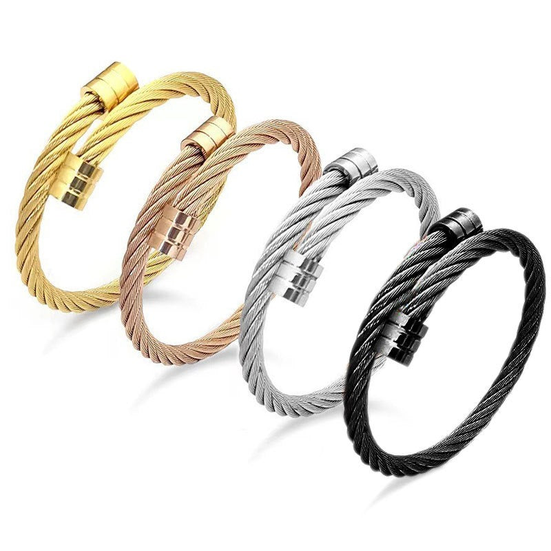 Harajuku-Inspired Titanium Steel Wire Bracelet for Men