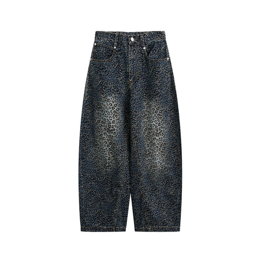 Leopard Print Casual Jeans for Men and Women