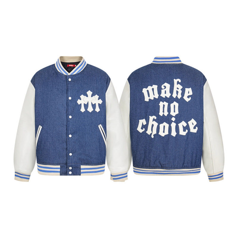 Patchwork Color-Blocked Jacket Loose Casual Versatile Thickened Outerwear