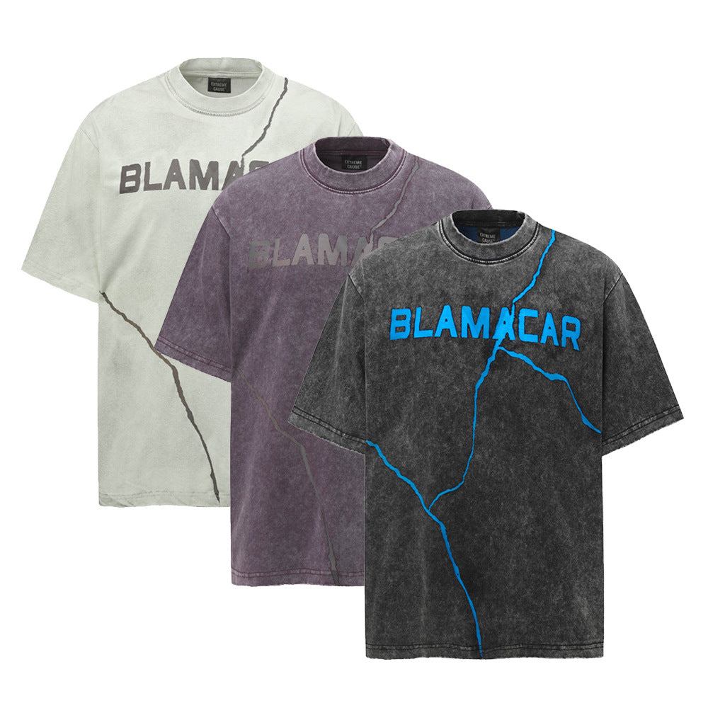 Retro Lettered Vintage T-Shirt for Men - Summer Street Style