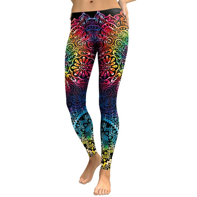 New Arrival Leggings Women Mandala Flower 3D Printing Gradient Legging Fitness Leggings High Waist Trousers Pants
