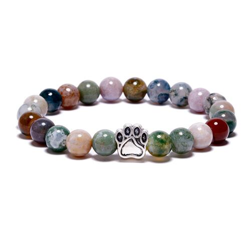 Dog Paw Natural Stone Bead Yoga Bracelet