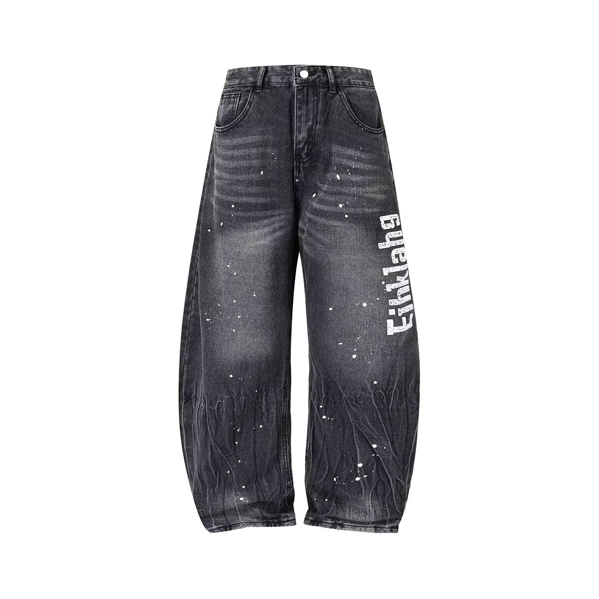 Splash Ink Wash Wide Leg Denim Pants