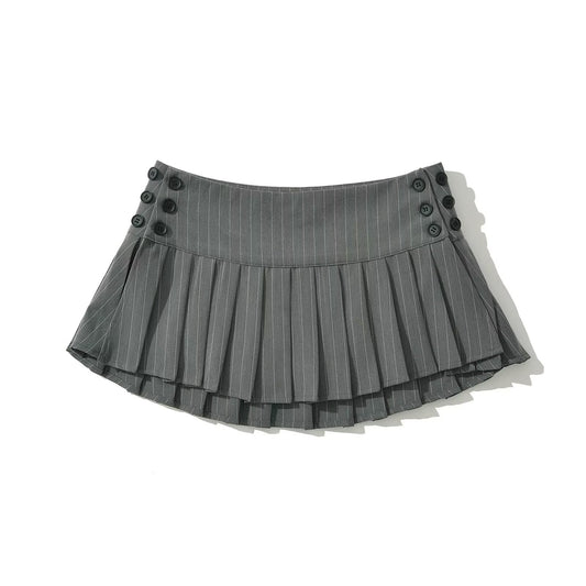 Striped Pleated Half-Length Skirt