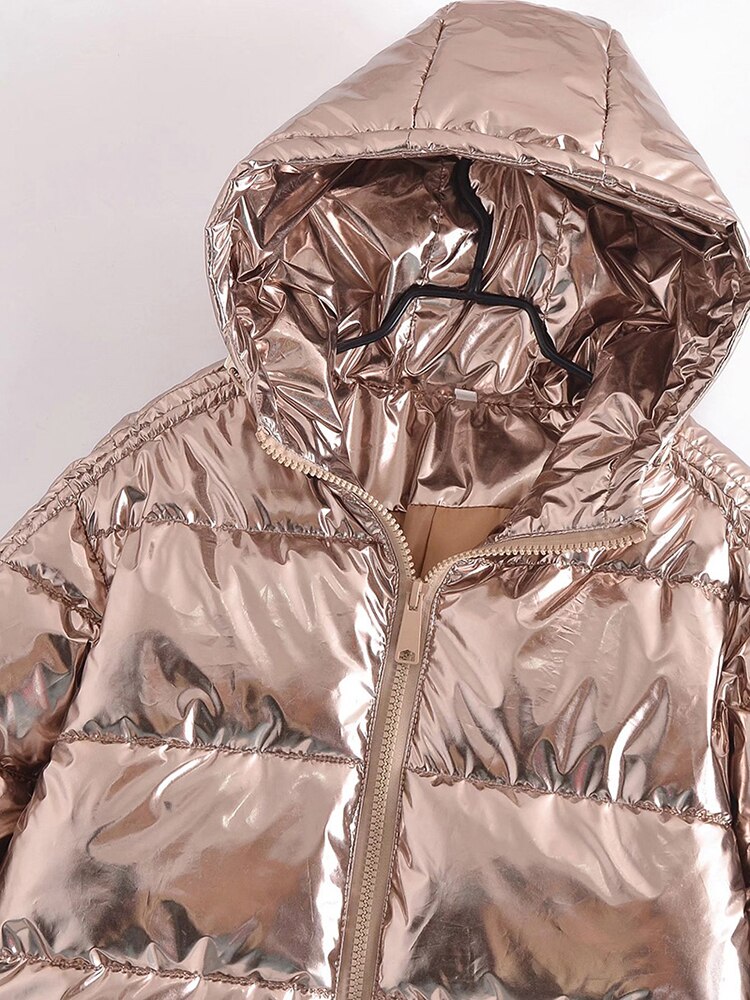 Harajuku Retro Gold Stamped Drawstring Hooded Coat