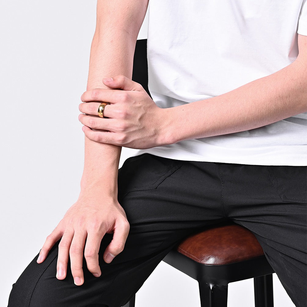 Glossy Gold Plated Curved Titanium Steel Couple Tail Ring