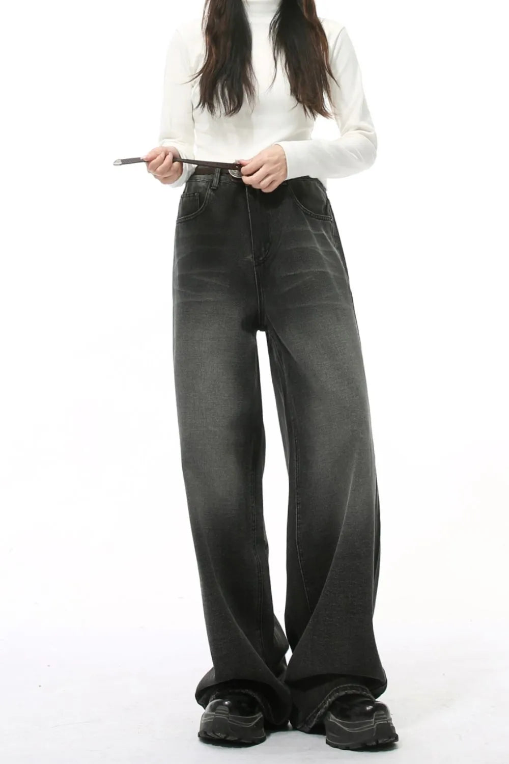 Playful Wide Leg Pocketed Jeans - Harajuku Style