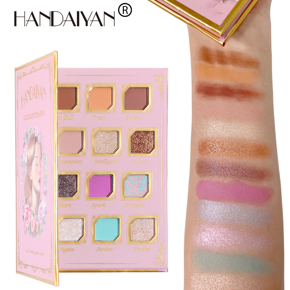 12 Color Harajuku Style Eye Shadow Palette with Mirror