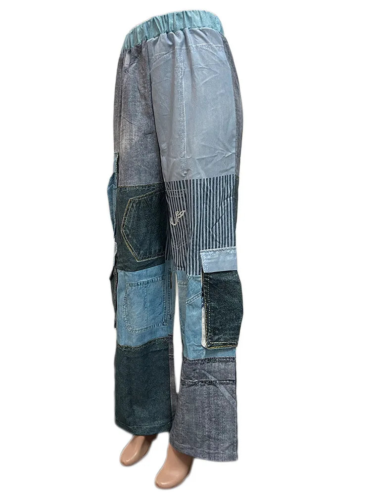 Harajuku Style Women's High Waist Wide Leg Pants with 3D Pockets