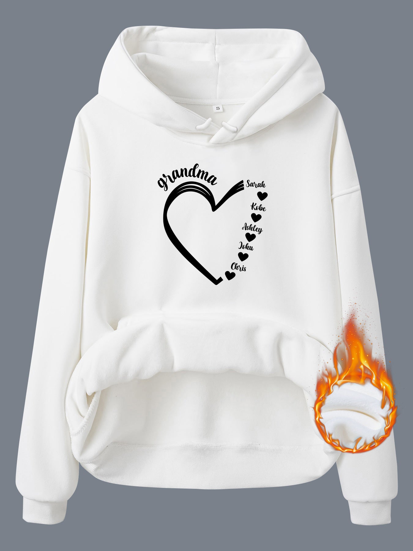 Top Hoodie with Grandma Love Pattern