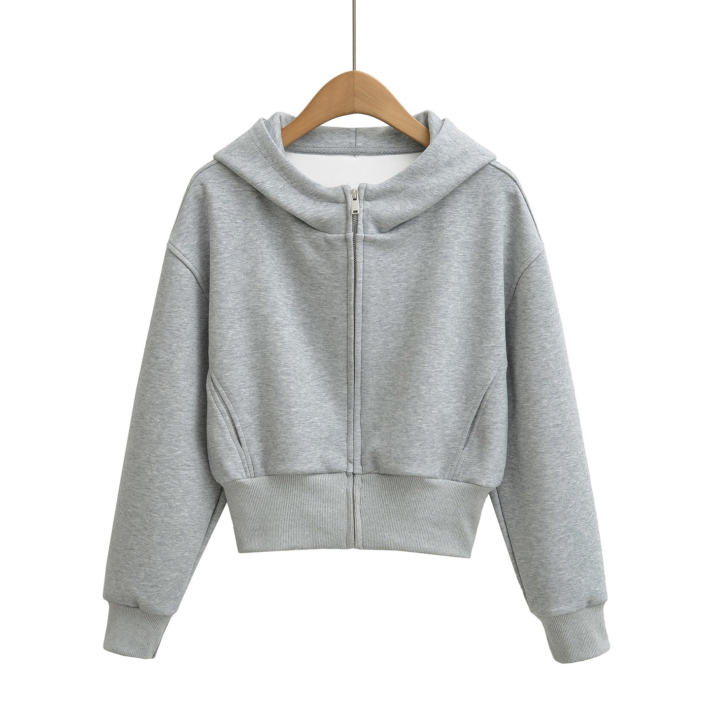 Hooded Zipper Short Hoodie Jacket for Women