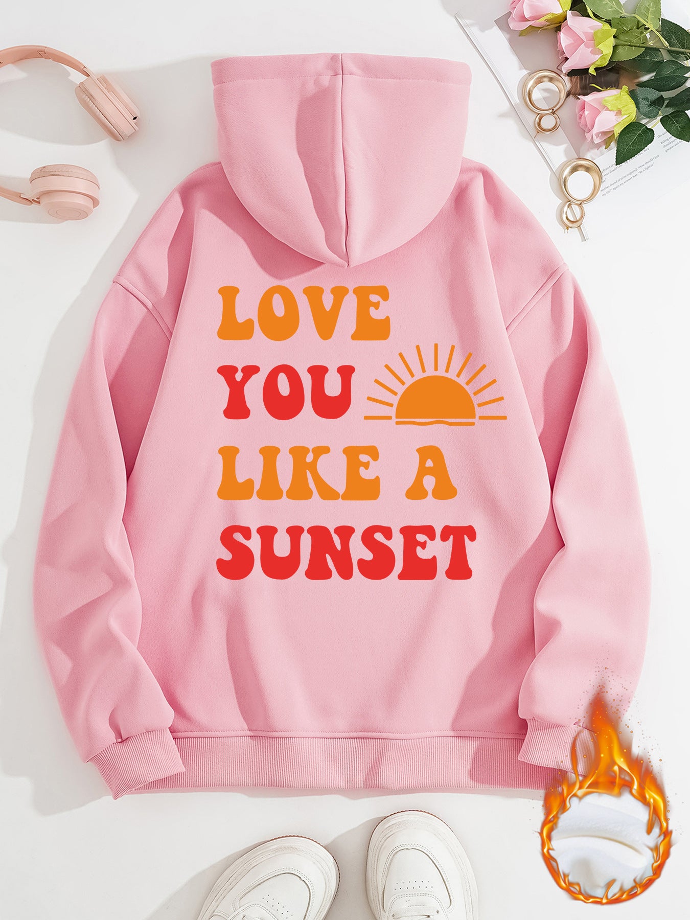 Hooded Long Sleeve Fleece Hoodie with Kangaroo Pocket