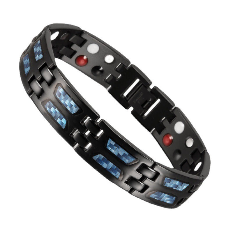 Bold Carbon Fiber Wide Magnet Bracelet for Men