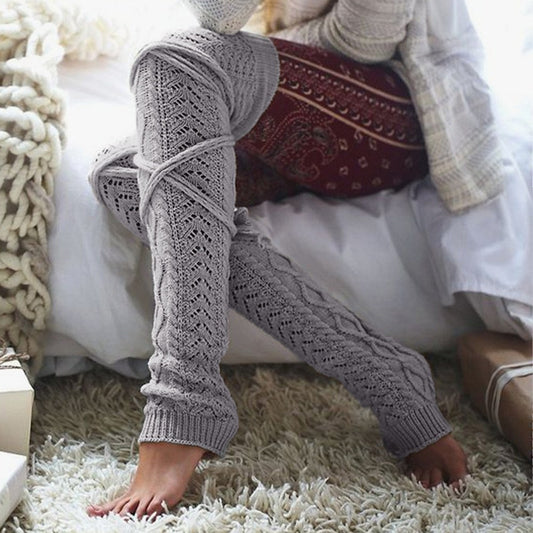 Harajuku Style Ladies Cable Knit Thigh High Stockings