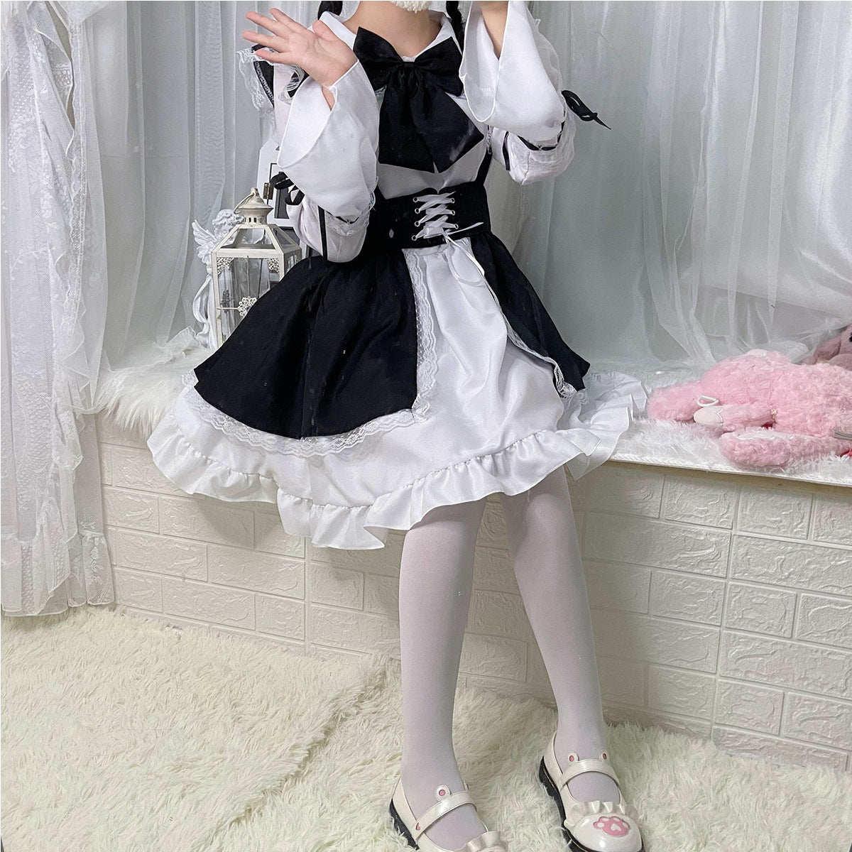 Cute Black and White Lolita Maid Dress