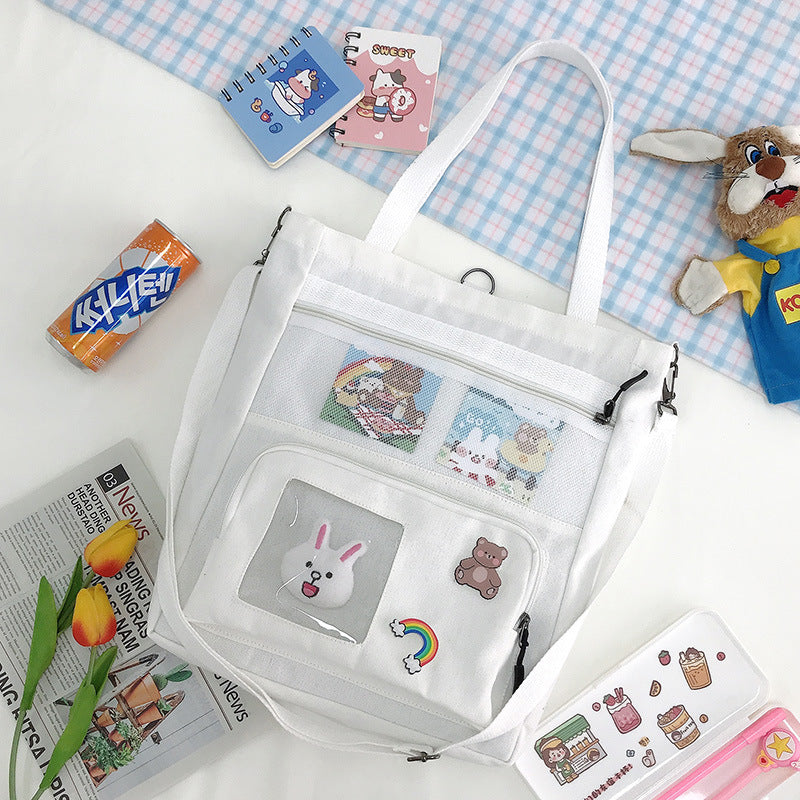 Korean Spring Canvas Rabbit Pendant Backpack
