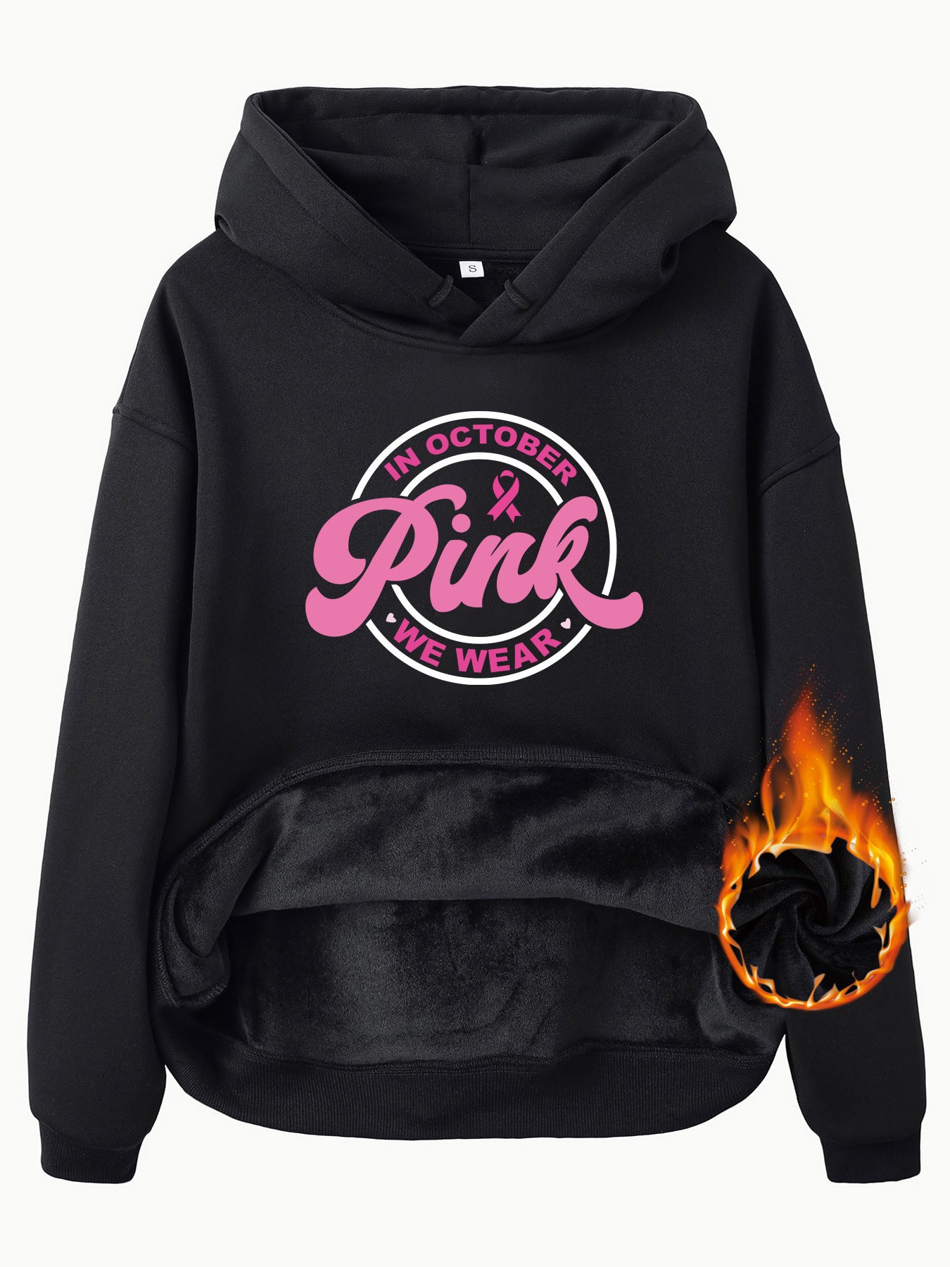 Breast Cancer Awareness Velvet Hooded Sweatshirt