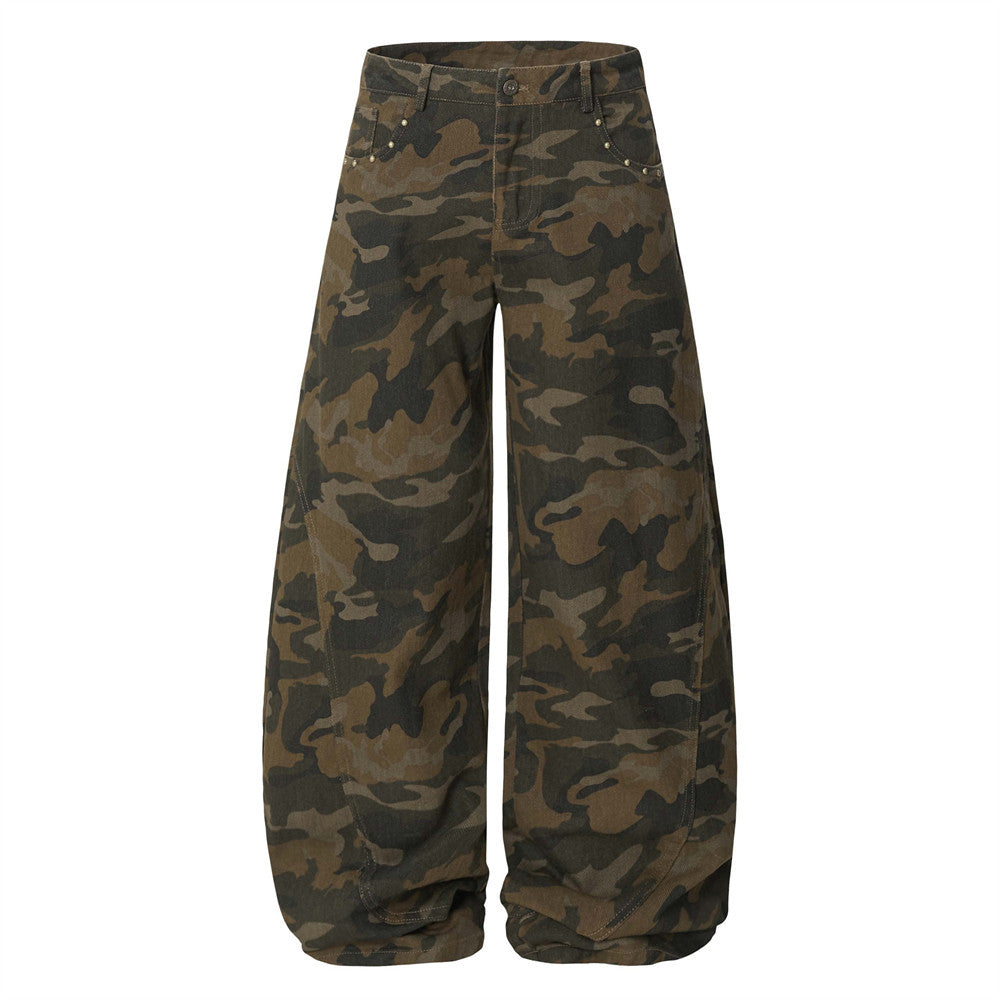 Harajuku Retro Camouflage Scythe Jeans