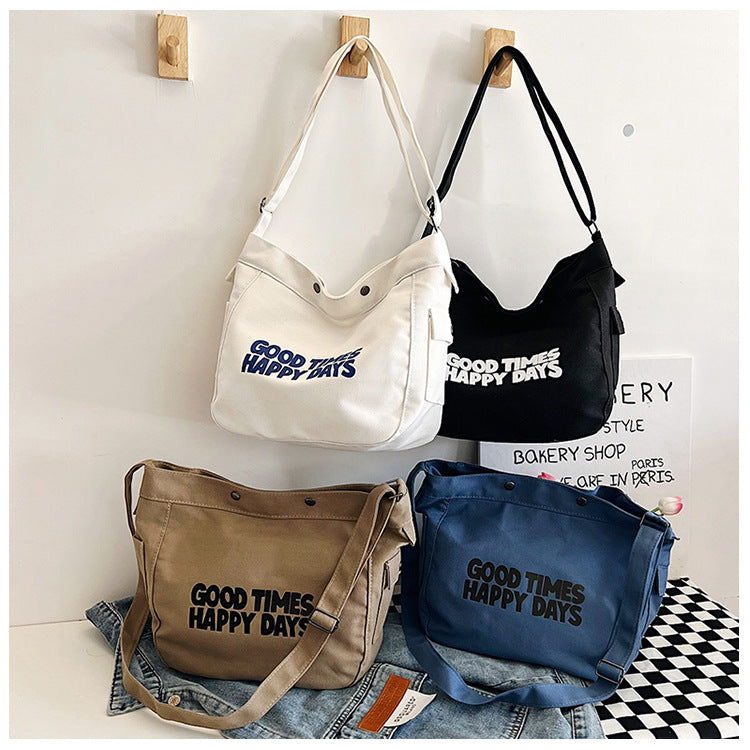 Harajuku Style Letter Canvas Tote Bag for Women