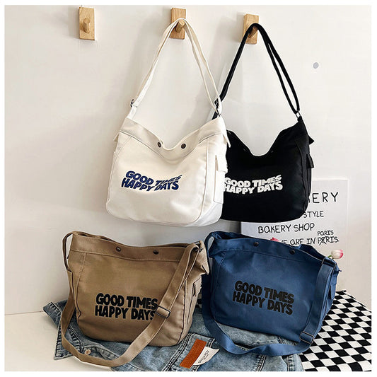 Harajuku Style Letter Canvas Tote Bag for Women