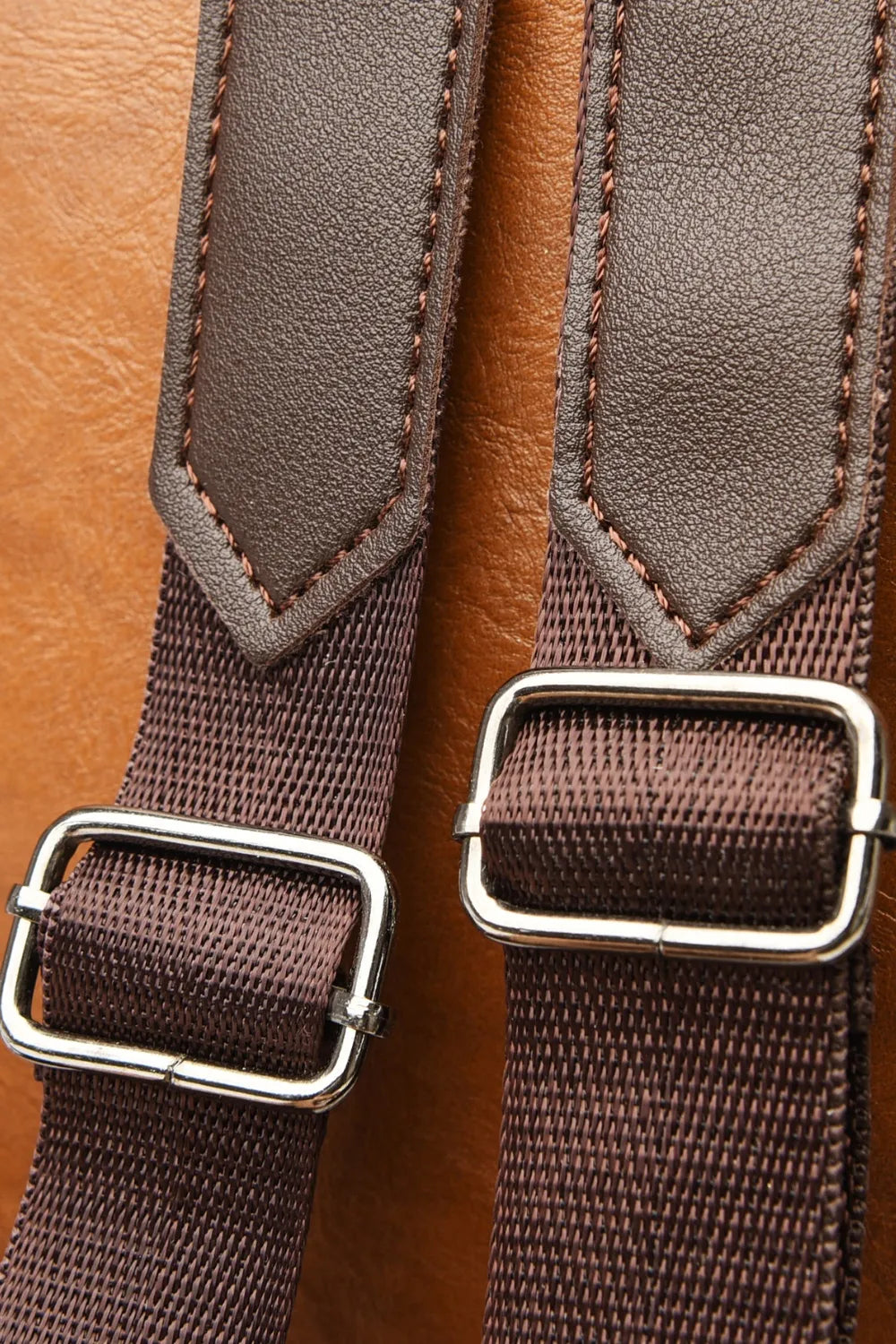 Leather Backpack Bag in Black, Caramel, and Dark Green