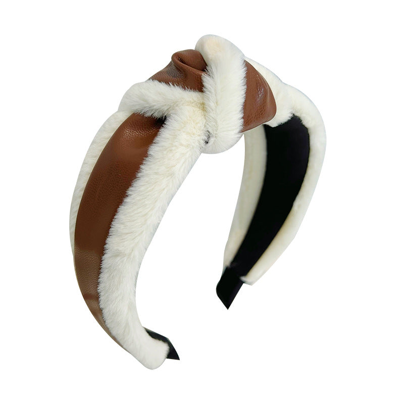 Vintage Rabbit Hair Imitation Leather Headband