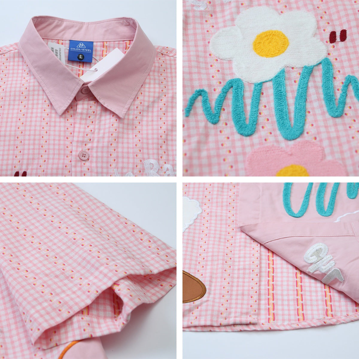 Retro Cute Cat Embroidery Loose Fit Summer Shirt