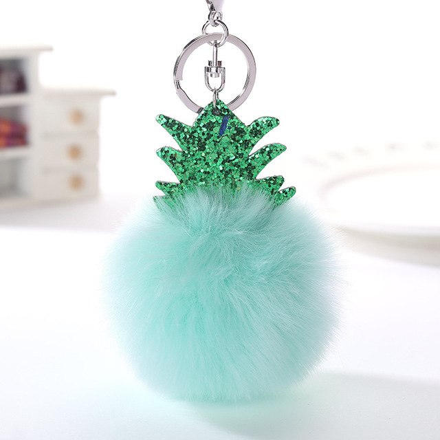 Fluffy Faux Fur Ball Fruit Pompom Keychain