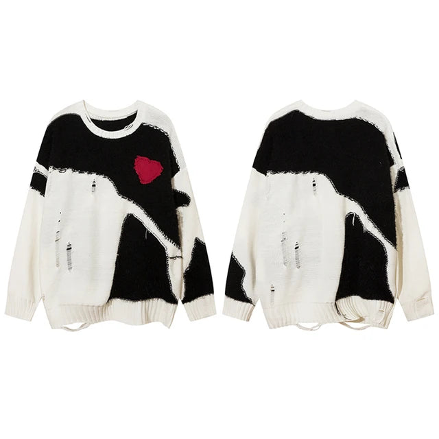 Splice Sweater Stars Knit Pullover Sweater Cotton Harajuku Soft